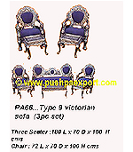 Silver Type 9 Victorian Sofa (Set of 3pc) (Set of One pc 3 Seater & Two Single Chairs & One Center T